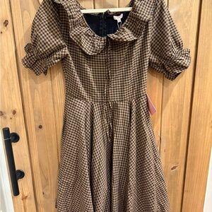 Brown Checkered Ruffle Dress ivy city 11-12